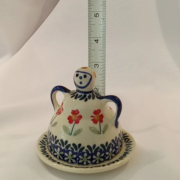 Polish Dish Wear Small Lady Covered Dish With Painted Flowers - Picture 6 of 7